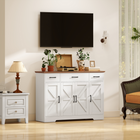 HOMCOM - Buffet de style ferme 47 po avec charnières à fermeture douce et étagères à épices - blanc-Les charnières à fermeture douce sur toutes les portes assurent une fermeture silencieuse et sécurisée 