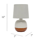 Simple Designs - Petite lampe de table du milieu du siècle - bois foncé et gris clair-Utilise 1 ampoule candélabre de type B de 40 W (non incluse)