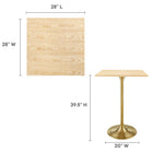 Modway - Lippa 28 po Carré Bois Bar Table, Or Naturel-Placage en grain de bois et plateau de table en MDF