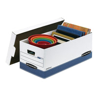 Boîte de rangement pour usage normal Bankers Box STOR/FILE - couvercle amovible - paquet de 12 (00701)-Blanc/Bleu