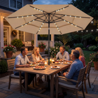 Outsunny - Parasol de patio avec lumières solaires et housse - 9,3 pi - kaki-La conception à trois niveaux favorise un flux d'air constant et rafraîchissant