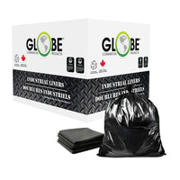 Globe Commercial - Sacs poubelle pour boîtes de conserve Xstrong - 89 cm x 127 cm - Noirs - Paquet de 100-Le dessus ouvert peut être attaché facilement