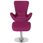 Flash Furniture - Chaise de réception auxiliaire de la série Egg en tissu magenta avec pouf-Ensemble chaise et pouf
