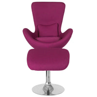 Flash Furniture - Chaise de réception auxiliaire de la série Egg en tissu magenta avec pouf-Ensemble chaise et pouf