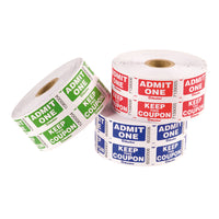 Blueline - Billets " Entrée pour une personne" avec coupon - 4-3/8" x 4-3/8" - Couleurs variées - rouleau de 1000 - English-Billets "Entrée pour une personne" avec coupon
