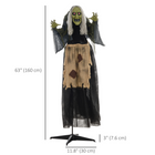 Outsunny - Sorcière animée 4 pi avec activation sonore - gris-Idéal pour les décorations d'Halloween à la maison, les fêtes, les cours abritées et les scènes de maison hantée 