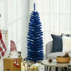 HOMCOM - Sapin de Noël artificiel fin 5pi - arbre de Noël - bleu profond-La forme crayon ne prend pas beaucoup de place au sol ou sur la table, convient aux petites pièces ou à un deuxième sapin de Noël dans une entrée 