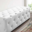 Modway - Amour Entrée à boutons touffés de 60" Imitation cuir Banc - Blanc-Rembourrage en mousse dense