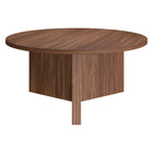Hudson&Canal - Table basse ronde Anders de 91 cm de largeur, , noyer satiné-La table est fabriquée à partir de matériaux MDF de haute qualité et durables