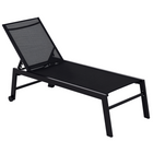 Outsunny - Chaise longue de patio avec dossier réglable 5 positions - noir-Inclinaison complète avec 4 positions de dossier