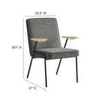 Modway - Vista Fauteuil à manger - Slate-Accoudoirs en bois massif