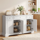 HOMCOM - Buffet moderne 54 po avec portes et tiroirs à fermeture douce - blanc-Trois étagères réglables accueillent des objets plus grands pour une organisation personnalisée
