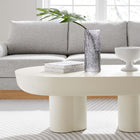 Modway - Caspian Béton ovale Table basse - Blanc-Base à double piédestal en forme de trèfle