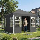 Outsunny - Tente auvent pliante 9.6 pi l x 9.6 pi L avec 4 parois latérales - Installation facile à 1 bouton - Gris foncé-Aération supérieure pour une meilleure circulation de l’air et dissipation de la chaleur