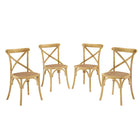Modway - Gear Fauteuil d’appoint de salle à manger Ensemble de 4 - Naturel-Jambes effilées