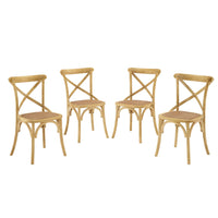 Modway - Gear Fauteuil d’appoint de salle à manger Ensemble de 4 - Naturel-Jambes effilées