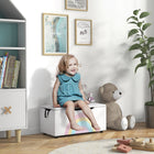 Qaba - Banc pour enfants avec coffre à jouets et rangement - Blanc-Déplacez le canapé sans effort grâce à des poignées pratiques 