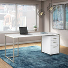Bush Business Furniture - Table de travail 72 po avec classeur mobile à 3 tiroirs Method, blanc (MTH014WHSU)-L’ensemble comprend : une table de travail 72 po et un classeur mobile à 3 tiroirs