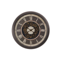 Monarch Specialties - Horloge - 23 po Rond - Mécanisme D'Engrenage - Horloge Murale - Brun - Transitionnel-Cette horloge murale ronde de 23 pouces, dotée d'un mécanisme d'engrenage saisissant et d'une finition marron neutre, est une pièce d'accent élégante et tendance pour la décoration de votre maison