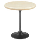 Modway - Lippa Rond de 20 po Faux travertin Table d’appoint, Travertin noir-Travertin artificiel
