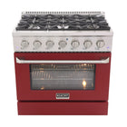 Kucht - 36 po Série KDF Cuisinière Pro Style au gaz propane - Acier inoxydable/Rouge-Cuisinez et pâtissez comme un professionnel avec le four à convection extra-large de 5,2 pi³, configuration à 5 grilles et grande fenêtre de four