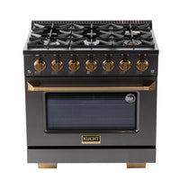 Kucht - 36 po Série KEG style professionnel au gaz, prête pour le propane - Gemstone-Cuisinez et faites cuire comme un professionnel grâce au four à convection extra-large de 5,2 pi³, à une configuration de cinq grilles et à une fenêtre de visualisation surdimensionnée