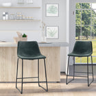 HOMCOM - Tabourets de bar hauteur comptoir avec dossier - vert foncé - paquet de 2-Repose-pieds pour une posture détendue 

