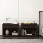 Manhattan Comfort - Ensemble de 2 tables de chevet modernes Evelyn 32" à 1 tiroir - Marron-Comprend 1 étagère ouverte et 1 tiroir à extension totale