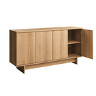 Prepac - Buffet Finnley de 61,5 po avec tablettes réglables, système de verrouillage par pression et 4 portes - Chêne naturel-Fonctionnalité Des Portes Sans Faille: Doté de charnières euro réglables en six positions, le buffet Finnley offre un alignement de porte souple et flexible pour un accès facile à vos articles, améliorant ainsi l'expérience utilisateur tout en maintenant l'aspect épuré de votre cabinet de buffet