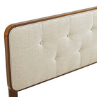 Modway - Collins Touffe Tissu et bois Tête de lit complète, Noyer beige-Rembourrage en mousse dense