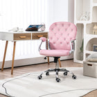 Vinsetto - Chaise d’ordinateur pivotante à 360-degrés avec siège rembourré et hauteur réglable - rose-Dossier capitonné à boutons orné de cristaux décoratifs en plastique pour une touche d’élégance