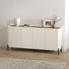 Manhattan Comfort - Buffet moderne Abbey 170 cm - Érable et blanc cassé-Comprend 4 portes à fermeture douce avec 4 espaces d'étagères réglables