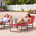 Outsunny - Chaise longue pliante - chaise de bronzage 5 positions - rouge-Le tissu oxford respirant sèche rapidement et reste frais en été