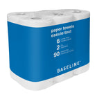 Baseline - Essuie-tout 2 épaisseurs - 90 feuilles par rouleau - Blanc - Paquet de 6-Sans colorants, encres ni parfums ajoutés