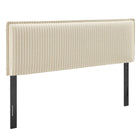 Modway - Camille Mélange de lin rembourré Tête de lit King Size - Rayures d’avoine-Mélange de lin tissé avec motif à rayures fines