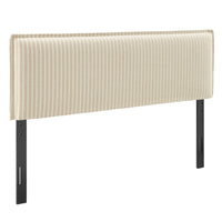 Modway - Camille Mélange de lin rembourré Tête de lit King Size - Rayures d’avoine-Mélange de lin tissé avec motif à rayures fines