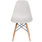 Flash Furniture - 2 pièces Chaise de la série Elon en plastique blanc avec pattes en bois-Finition en plastique blanc
