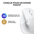 Logitech - Lift pour Mac Souris Ergonomique Verticale sans Fil - Bluetooth - Blanc-Certifiée ergonomique : Lift pour Mac, souris ergonomique sans fil, a été conçue, développée, testée et approuvée selon des critères définis par des ergonomes de renom