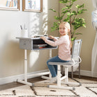 Qaba - Ensemble bureau et chaise pour enfants, bureau et chaise d’étude réglables en hauteur - gris-Favorise une posture saine, protégeant la colonne vertébrale et la vision de votre enfant  
