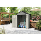Suncast - Remise de rangement Everett 6 pi x 3 pi - Gris colombe-Offre amplement d’espace de rangement pour les outils de pelouse et de jardinage.