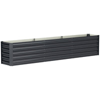 Outsunny - Jardin surélevé galvanisé - 8 pi x 1,3 pi x 1,5 pi - gris foncé-Profondeur de 1,5 pi (45 cm) adaptée aux plantes d’extérieur, légumes et fleurs 