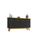 Manhattan Comfort - Buffet moderne mi-siècle Yonkers 160 cm (62,99 po) - Noir et Cannelle-Assemblage à domicile requis Tout le matériel inclus