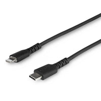 StarTech - câble USB-C noir durable de 3 pieds (1 m) vers Lightning-DURABLE : 3,3 pi. Câble électrique robuste avec fibre d’aramide pour une haute résistance à la traction, augmentant la fiabilité et la durée de vie du câble, Testé pour résister à 10 000+ cycles de flexion à 180° et 5000+ insertions