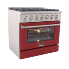Kucht - 36 po Série KNG Cuisinière Pro Style au gaz naturel - Acier inoxydable/Rouge-Allumage électronique avec rallumage automatique réduisant les risques de fuites de gaz pour plus de sécurité