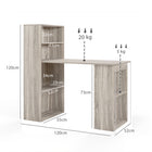 HOMCOM - Bureau moderne pour ordinateur avec étagères de rangement - 47,2 po L x 21,7 po l x 47,2 po H - chêne-Un total de 6 étagères et espaces de rangement offre beaucoup d'espace de stockage 