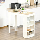 HOMCOM - Table de bar avec 4 étagères de rangement - bois naturel-Les patins de pieds intégrés protègent le sol des rayures 