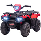 Aosom - VTT enfant 12 V à batterie avec musique, lumières LED et pneus à crampons - Rouge-Comprend trois phares à DEL et de la musique pour offrir une expérience de conduite réaliste 