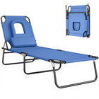 Outsunny - Chaise longue d’extérieur réglable avec ouverture pour le visage et coussin - bleu-Convient aux parcs extérieurs, jardins, patios, bords de piscine, vérandas, plages, etc