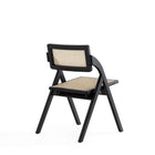 Manhattan Comfort - Lot de 4 chaises pliantes de salle à manger Lambinet 53 cm style industriel chic - noir et cannage naturel-Livré chez vous entièrement assemblé Aucun assemblage requis