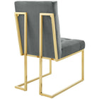 Modway - Privy Acier inoxydable doré Performance Velvet Chaise à manger - Charbon de bois doré-Rembourrage en mousse dense
